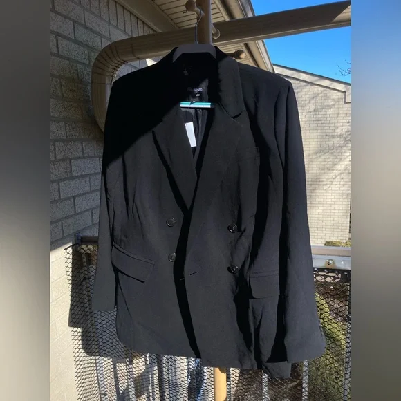 Madewell Rosedale Double-Breasted Black Blazer Jacket in Crepe Size 18W NWT - Picture 4 of 17